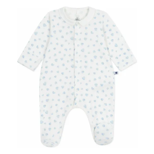 Pyjama Dors Bien Col Cœurs Coton Bio | Blanc
