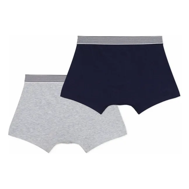 Lot 2 Boxers Bande Rayée | Gris chiné