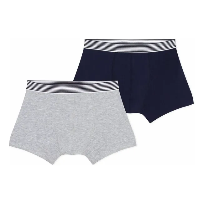 Lot 2 Boxers Bande Rayée | Gris chiné