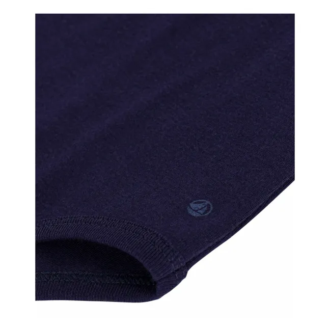 Body Col Roulé Uni Coton Bio | Bleu nuit