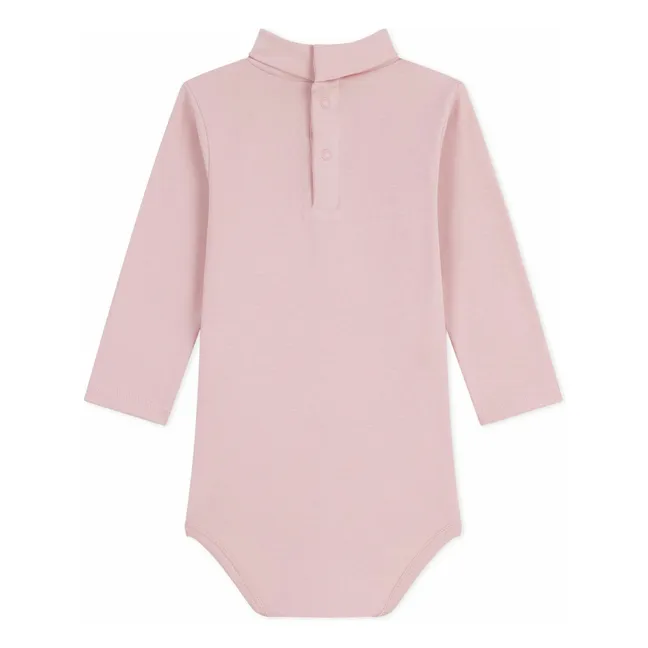 Body Col Roulé Uni Coton Bio | Rose pâle