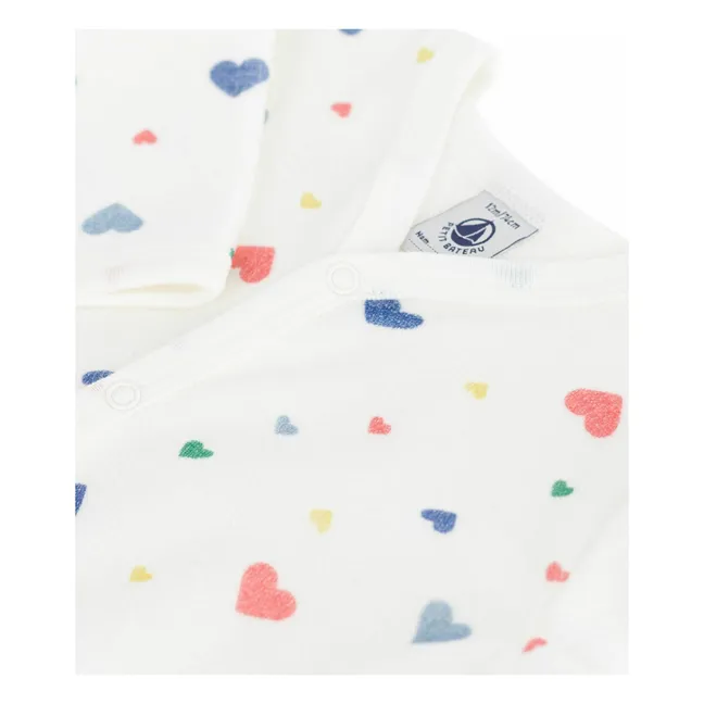 Pyjama Dors Bien Avec Pieds Cœurs Coton Bio | Blanc