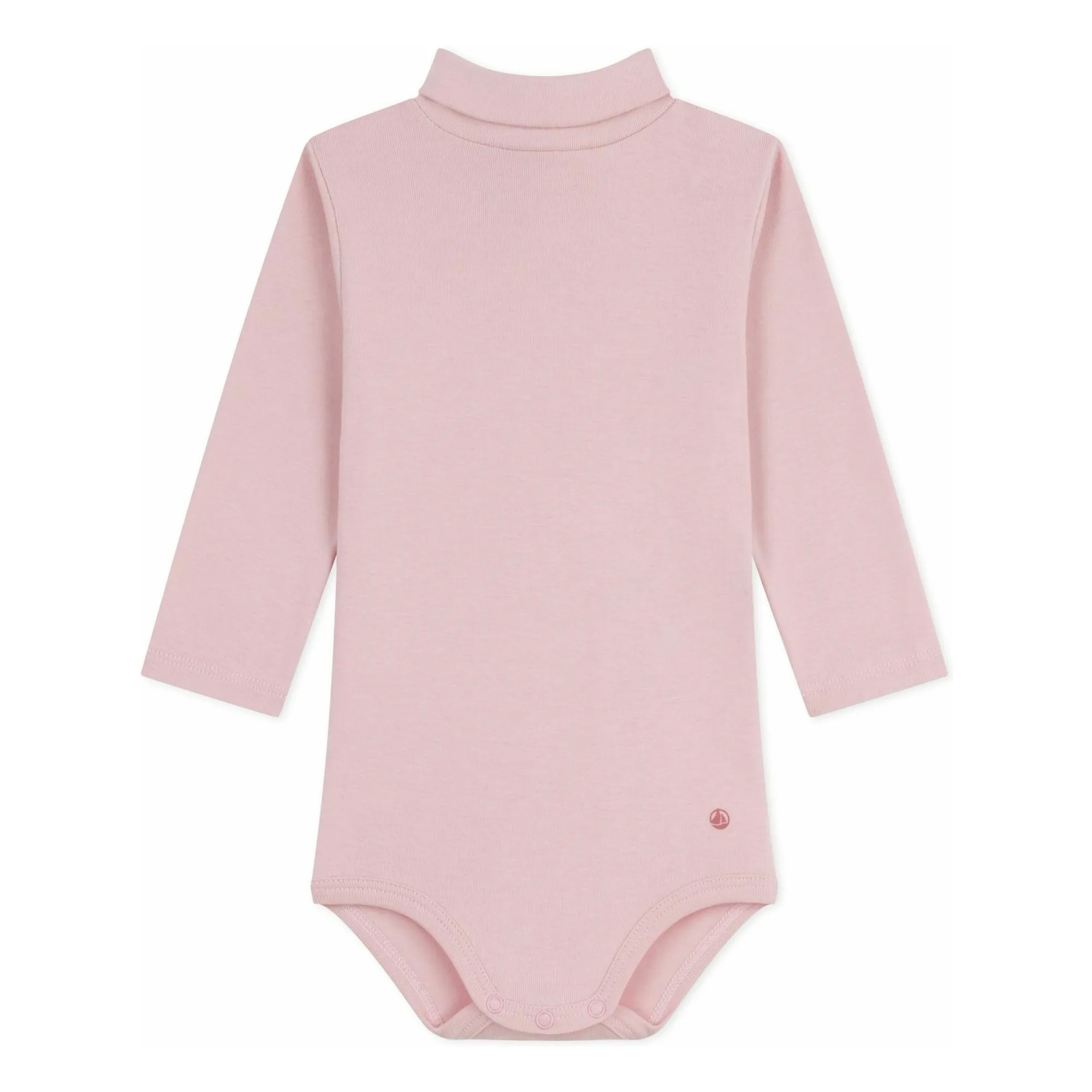 Petit Bateau Pale Pink Organic Cotton Turtleneck Bodysuit
