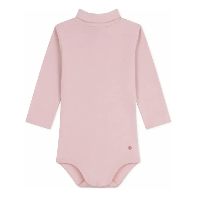 Body Col Roulé Uni Coton Bio | Rose pâle