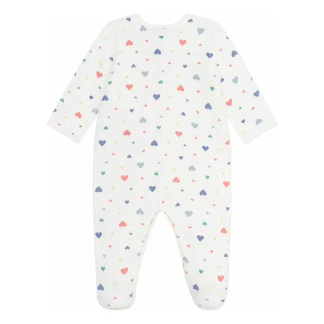 Pyjama Dors Bien Avec Pieds Cœurs Coton Bio | Blanc