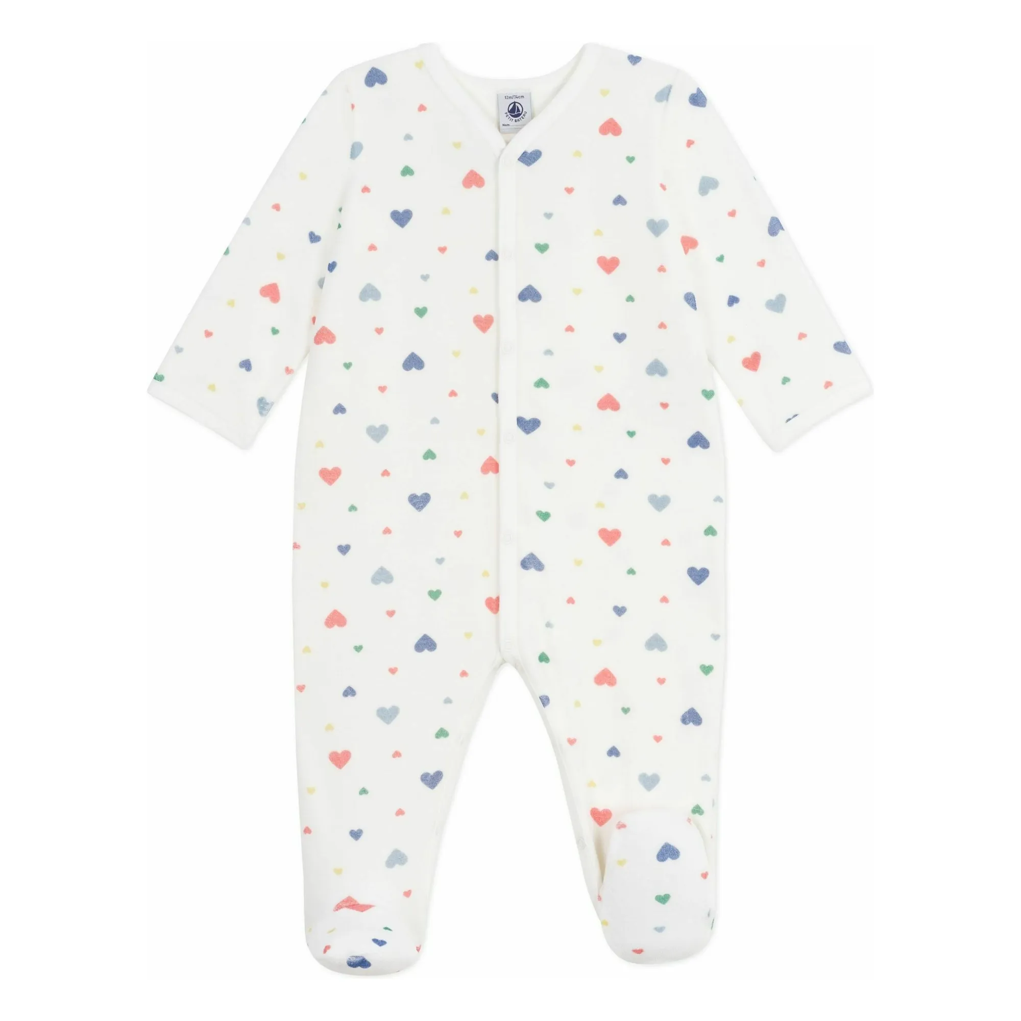 Petit Bateau White Pyjamas Dors Bien Avec Pieds Cœurs Organic Cotton