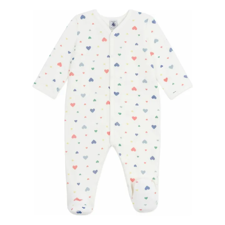 Pyjama Dors Bien Avec Pieds Cœurs Coton Bio | Blanc- Image produit n°0