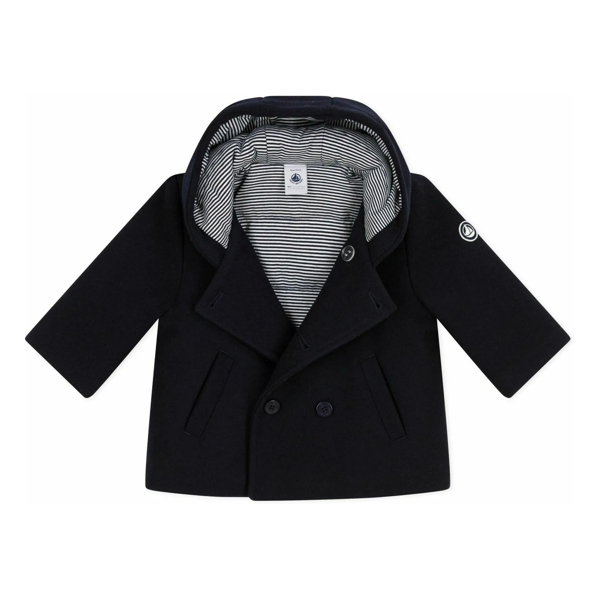 Petit Bateau Navy Blue Baby Wool Double-Button Coat