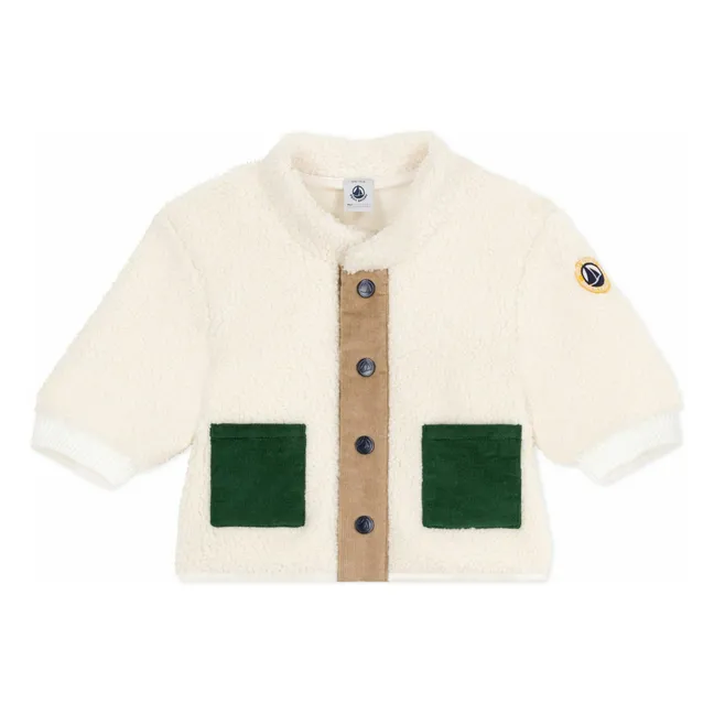 Veste Façon Sherpa Poches Contrastées | Ecru