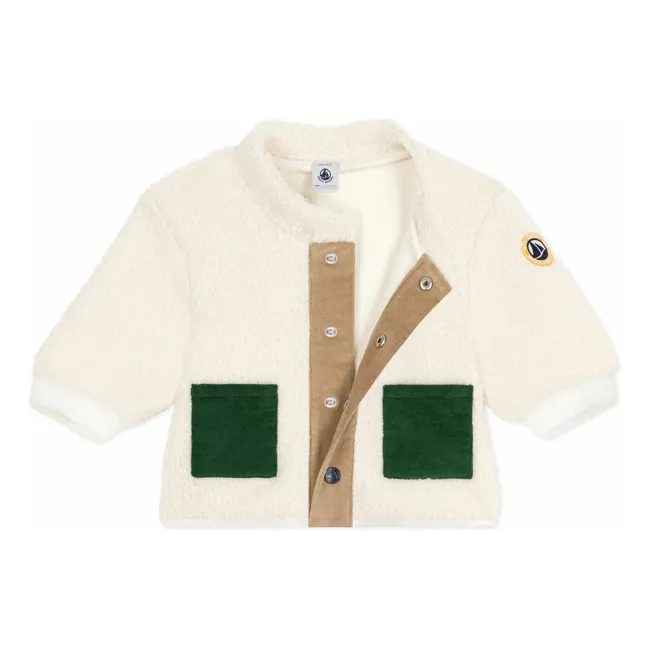 Veste Façon Sherpa Poches Contrastées | Ecru