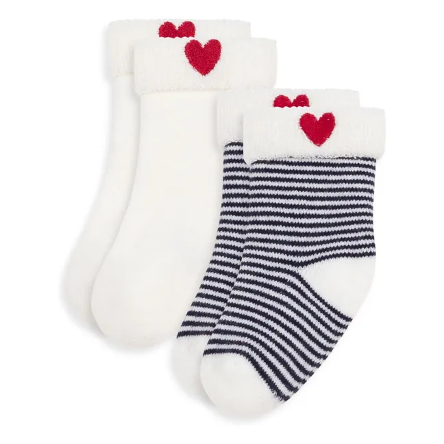 2er-Pack gestreifte Socken | Weiß