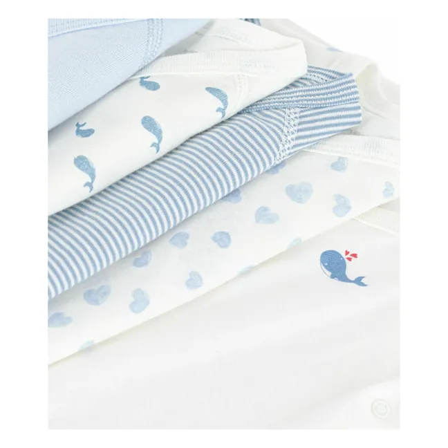 Lot 5 Bodies Einwickeltuch Wale Bio-Baumwolle | Blau