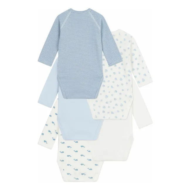 Lot 5 Bodies Einwickeltuch Wale Bio-Baumwolle | Blau