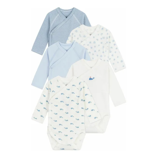 Lot 5 Bodies Einwickeltuch Wale Bio-Baumwolle | Blau
