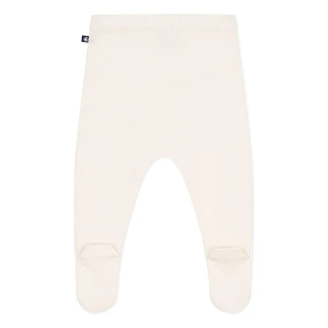 Legging Avec Pieds Maille Laine | Ecru