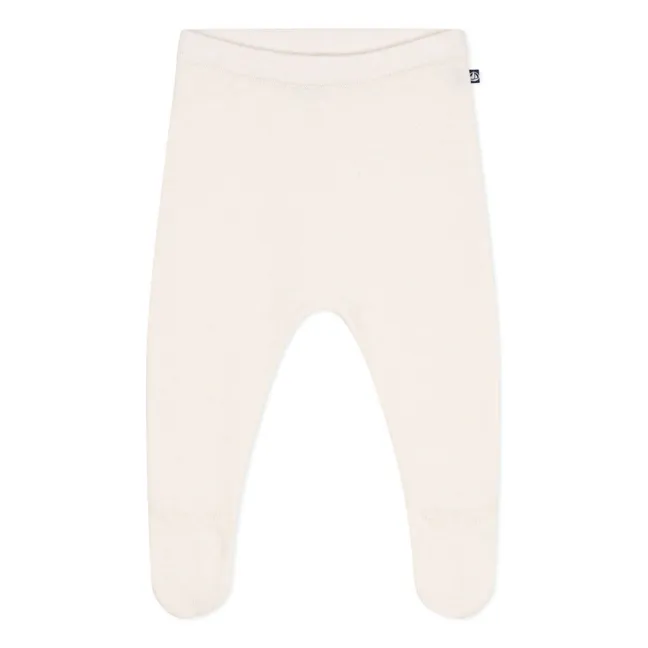 Legging Avec Pieds Maille Laine | Ecru
