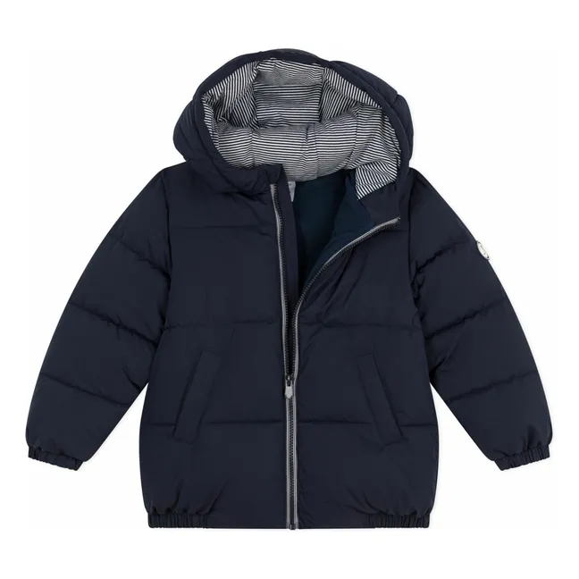 Plain Lined Down Jacket | Navy blue