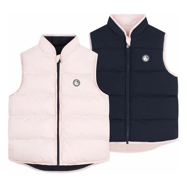 Doudoune Sans Manches Réversible | Rose pâle- Image produit n°1