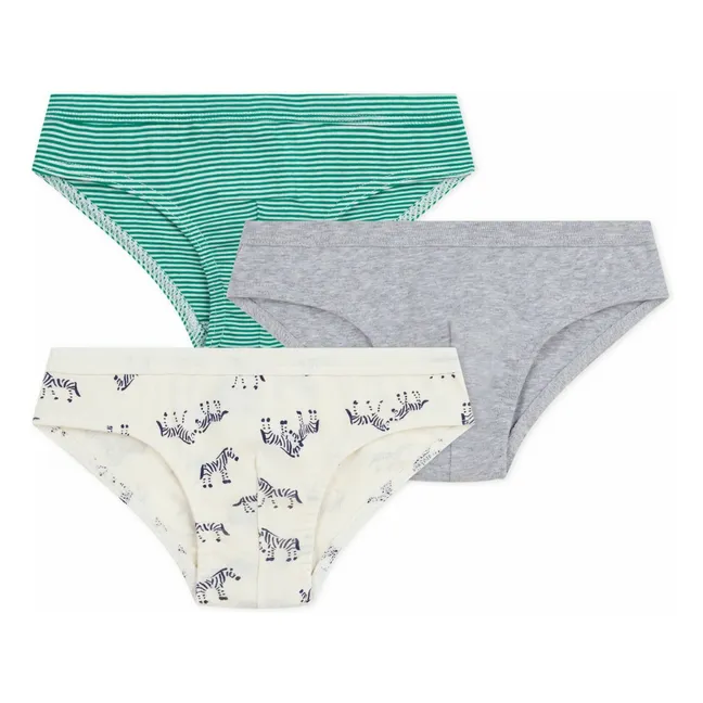Lot 3 Slips Zèbres | Gris chiné