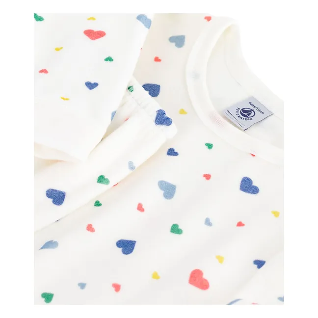 Pyjama Cœurs Coton Bio | Blanc