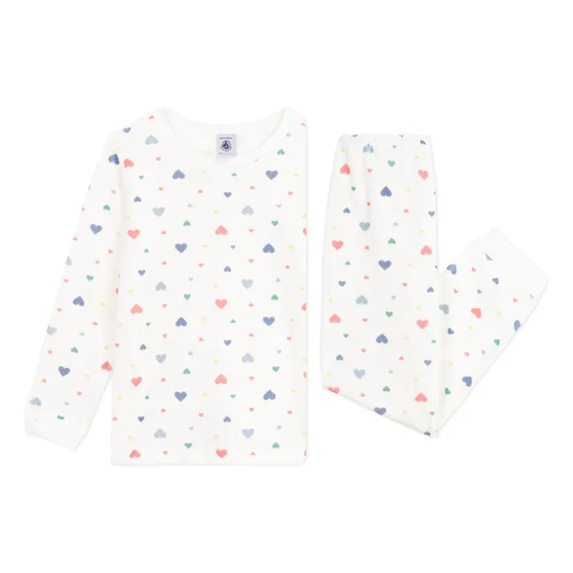 Pyjama Cœurs Coton Bio | Blanc