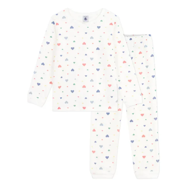 Pyjama Cœurs Coton Bio | Blanc