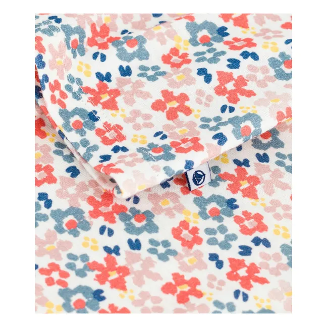 Organic Cotton Flowered Pyjama Shirt and Trousers | White
