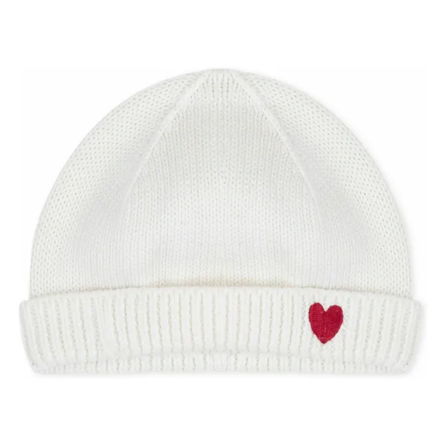 Gorro Corazón de algodón ecológico | Blanco