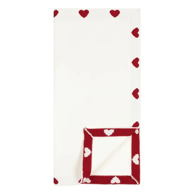 Couverture Maille Cœurs Coton Bio | Ecru