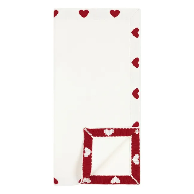 Manta de punto con corazones de algodón ecológico | Crudo