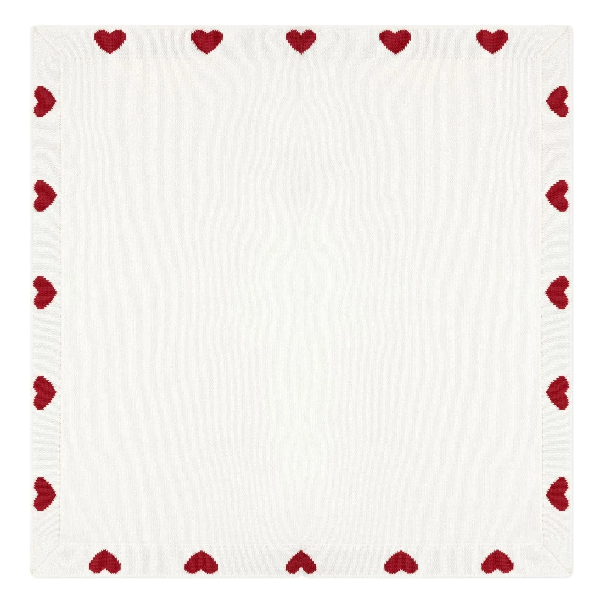 Petit Bateau Ecru Organic Cotton Hearts Knitted Blanket