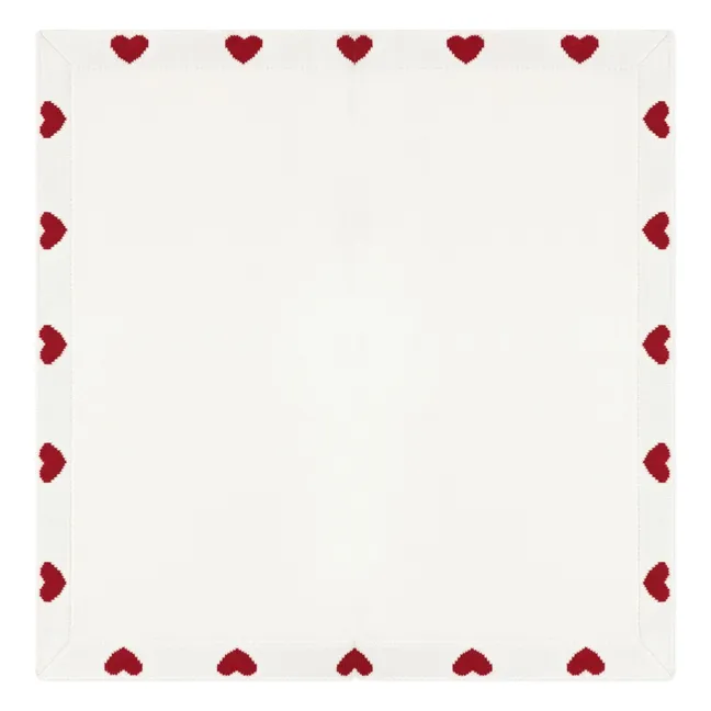 Couverture Maille Cœurs Coton Bio | Ecru