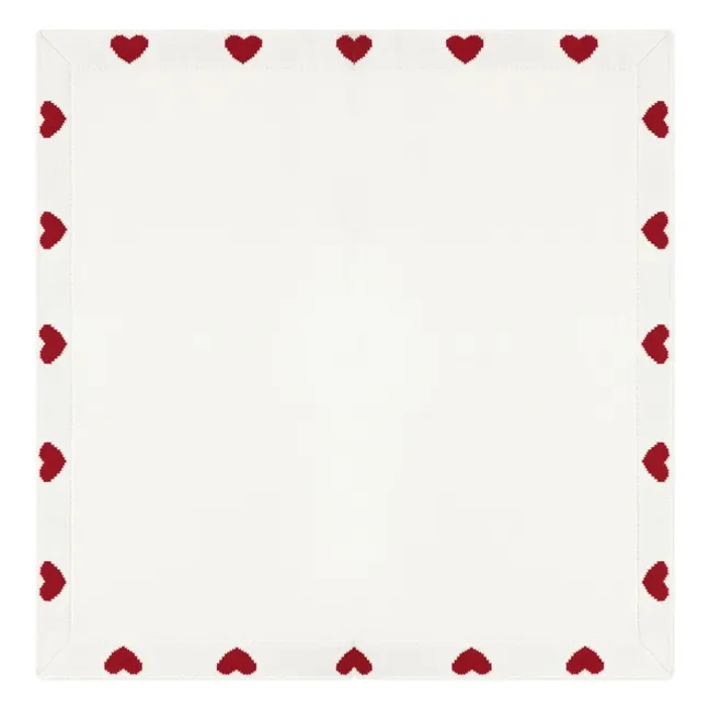 Manta de punto con corazones de algodón ecológico | Crudo