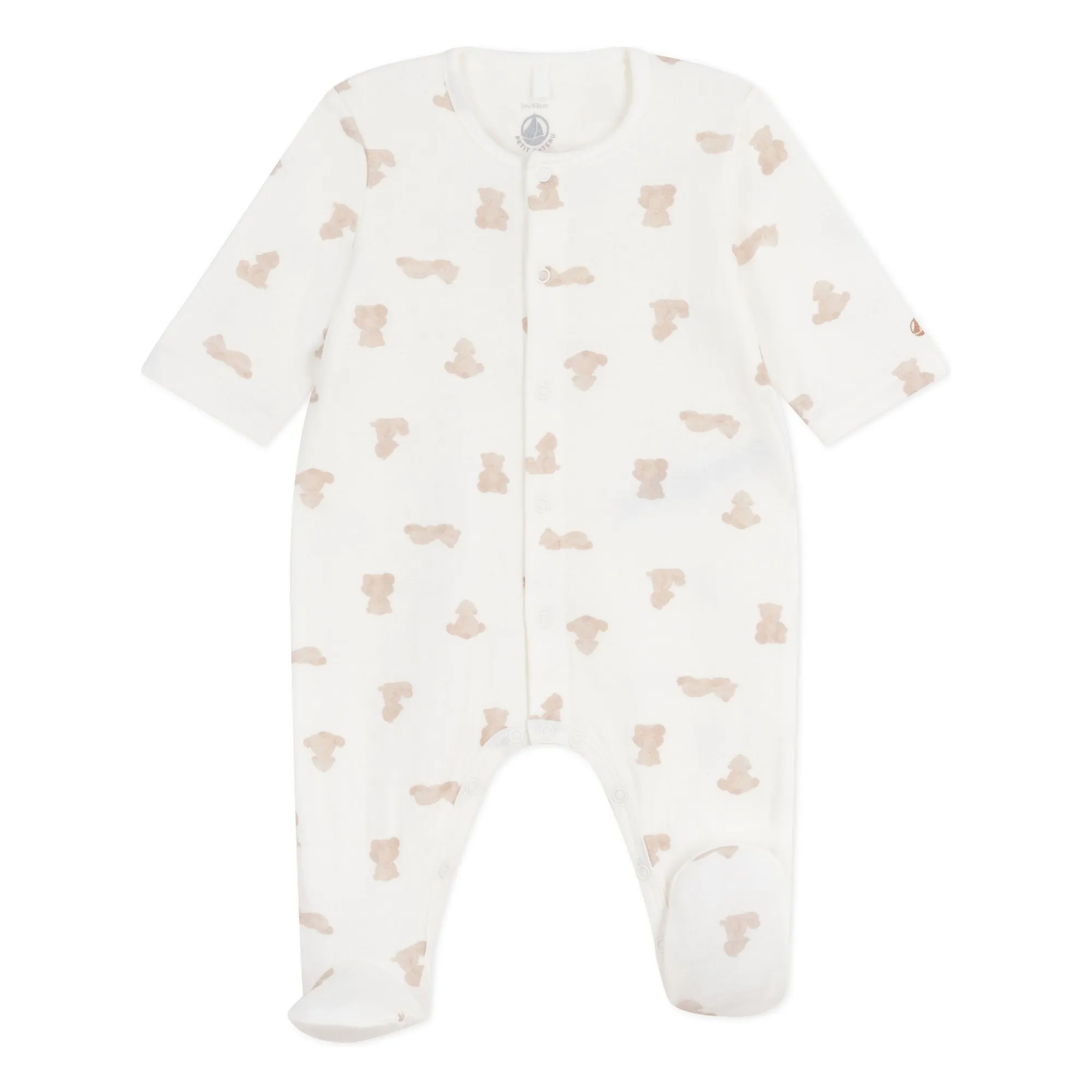 Petit Bateau White Dors Bien Oursons Organic Cotton Pyjamas