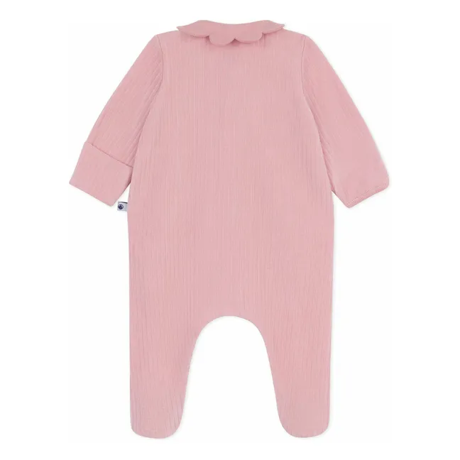 Pyjama Dors Bien Côtelé Col Volants Coton Bio | Rose