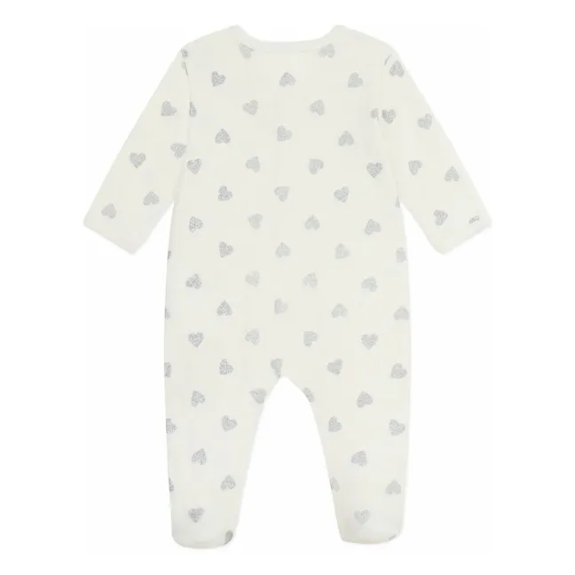 Pyjama Dors Bien Cœurs Pailletés Coton Bio | Ecru