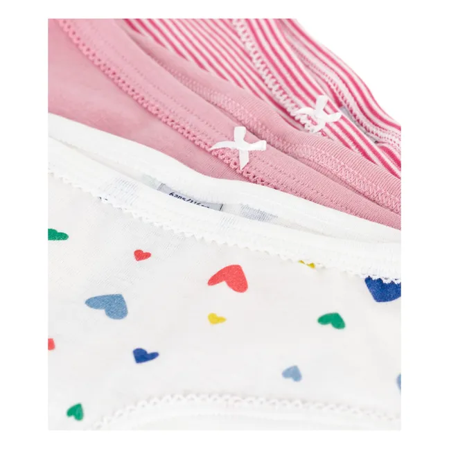 Lot 3 Culottes Cœurs Coton Bio | Rose