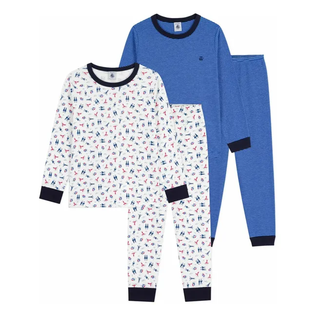 Lot 2 Pyjamas Bords Contrastés | Blau