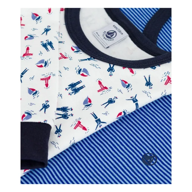 Lot 2 Pyjamas Bords Contrastés | Blau