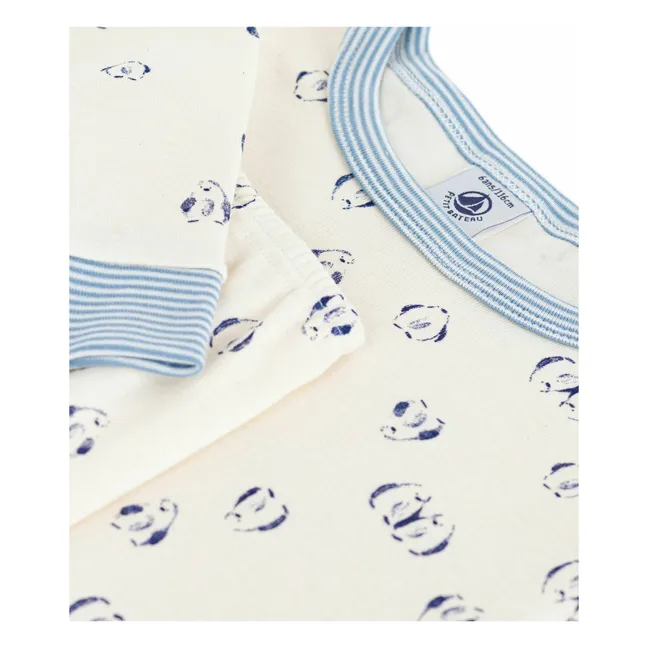 Pyjama Oiseaux Col Rayé Coton Bio | Seidenfarben