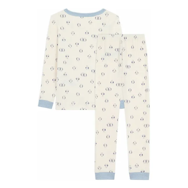 Pyjama Oiseaux Col Rayé Coton Bio | Seidenfarben