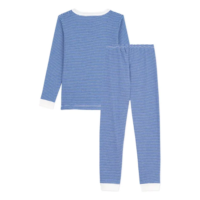 Pyjama Rayé Bords Contrastés Coton Bio | Blau