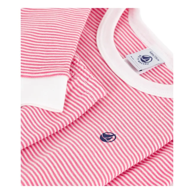 Pyjama Rayé Bords Contrastés Coton Bio | Rosa
