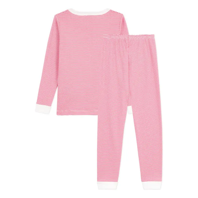 Pyjama Rayé Bords Contrastés Coton Bio | Rosa