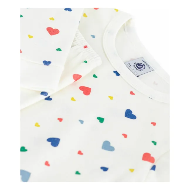 Pyjama Elastiqué Cœurs Coton Bio | Weiß