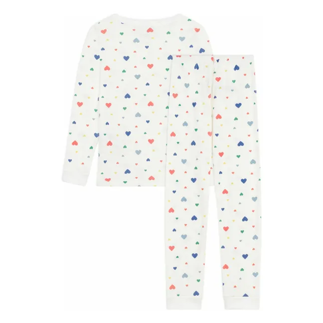 Pyjama Elastiqué Cœurs Coton Bio | Weiß