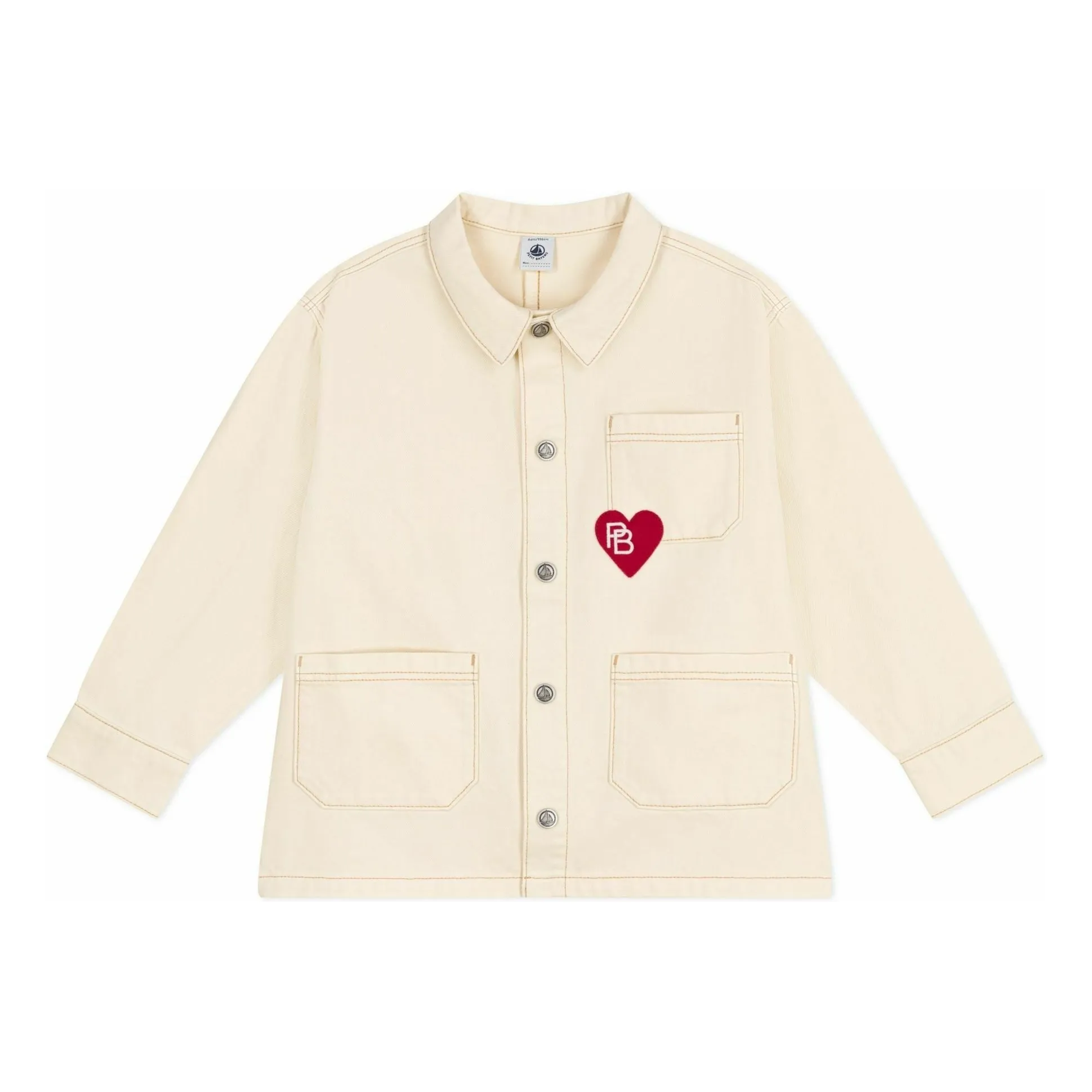 Petit Bateau Ecru Overstitched Heart Jacket