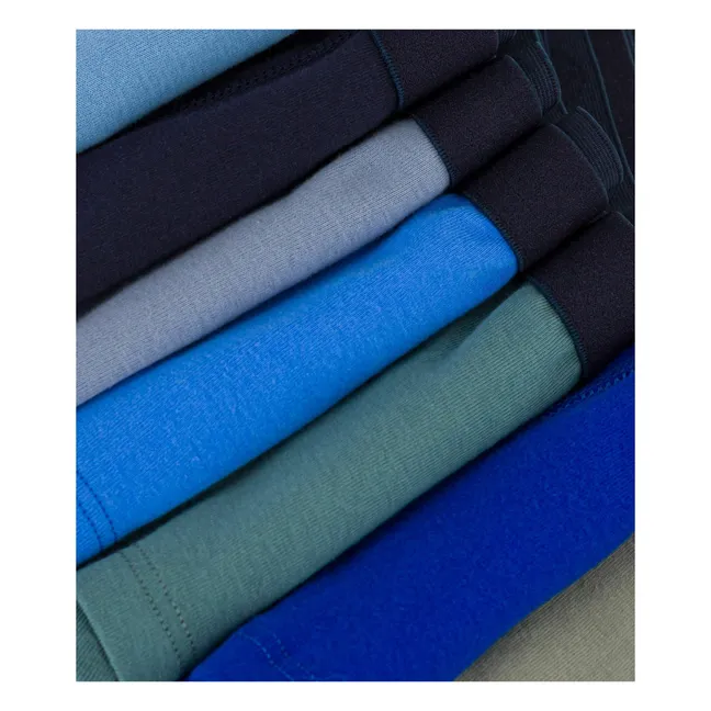 Lot 7 Boxers Unis Coton Bio | Bleu