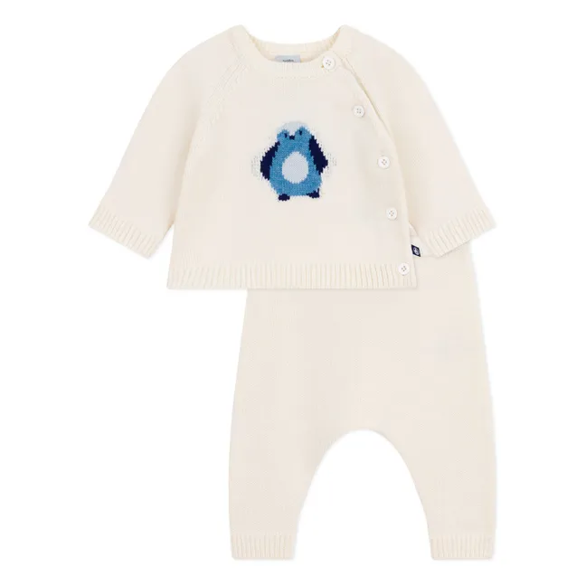 Ensemble Pull et Legging Pingouin Laine | Ecru