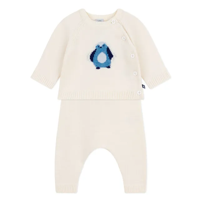 Ensemble Pull et Legging Pingouin Laine | Ecru